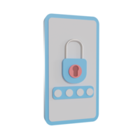 3d Illustration Object icon smart phone security password Can be used for web, app, info graphic, etc png