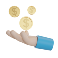 3d Illustration Object icon hand hold coin money Can be used for web, app, info graphic, etc png