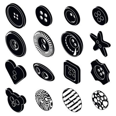 Clothes button icons set, simple style