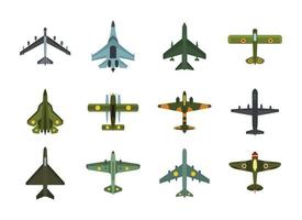 Air plane icon set, flat style vector