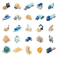 Postal icons set, isometric style vector