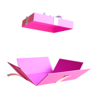 Open gift box surprise. Earn point and get rewards. Special offer concept. 3d rendering illustration png