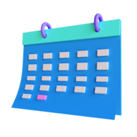 3d rendering Calendar assignment icon, monthly planning schedule, day month year time concept. png