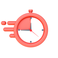 Stylized Circle Clock Icon. Minimal alarm, clock ringing, speed time icon, fast and quick. 3d rendering illustration png