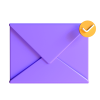 Incoming e-mail notify. Online mail concept, unread mail notification, newsletter new message alert. 3d rendering illustration png