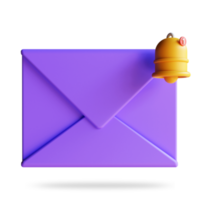 inkomende e-mail op de hoogte. online mailconcept, ongelezen e-mailmelding, nieuwsbrief nieuw bericht alert. 3D-rendering illustratie png
