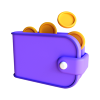 pengar att spara ikon koncept. bunt med kontanter plånbok, chasless samhälle. få kontantbelöningar och gåvor från onlineshopping. 3d-rendering png