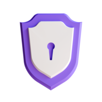 Icono de protección de escudo de representación 3d, marca de verificación en el símbolo de escudo de seguridad, icono garantizado. concepto de seguridad, seguridad en línea png