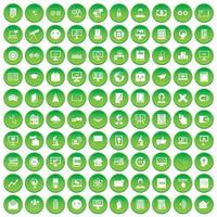 100 e-learning icons set green circle vector