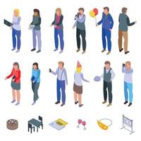 Event management icons set, isometric style vector