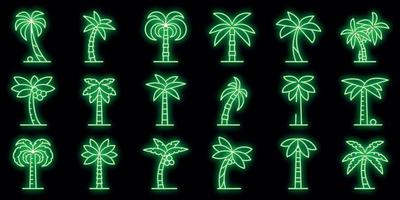 Palm icons set vector neon