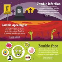 Zombie coming banner horizontal set, flat style vector