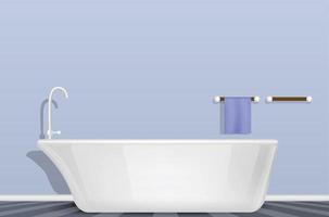 Bathtub in bathroom concept background, realistic style vector