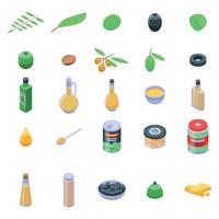 Olive icons set, isometric style vector