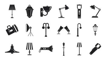 conjunto de iconos de lámpara, estilo simple vector