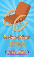 Rocking chair concept banner, comics isometric style vector