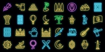 Istanbul icons set vector neon