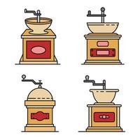 Coffee grinder icons set line color vector