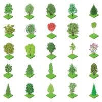 Kind of tree icons set, isometric style vector