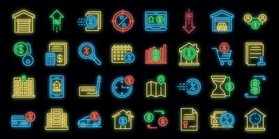 Lease icons set vector neon