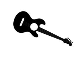 icono de guitarra de música en blanco y negro aislado en fondo blanco vector