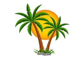 Vector Illustration of Palm Trees isolated on White Background