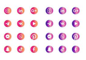 Gradient Social Media Icons Isolated On White Background