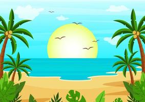 Summer Beach Background.Vector Illustration of Summer beach view vector