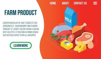 Farm product concept banner, isometric style