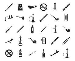 conjunto de iconos de fumar, estilo simple vector