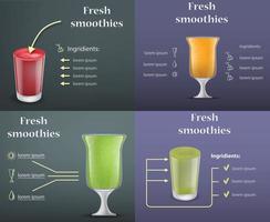 Smoothie fruit juice banner set, realistic style vector