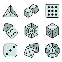 Dice icons set line color vector