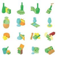 Wine business icons set, isometric style vector