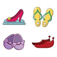 Shoes icon set, cartoon style vector