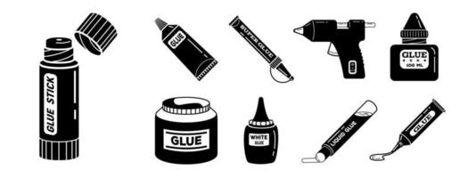 Glue icons set, simple style vector