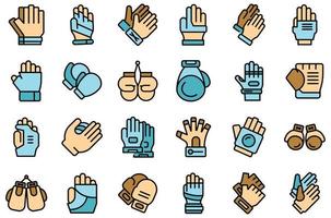 Sport gloves icons set vector flat