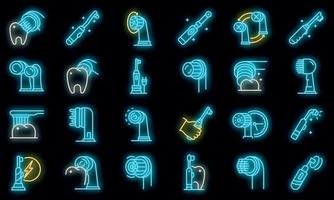 Electric toothbrush icons set vector neon