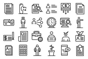 Unemployed icons set, outline style vector