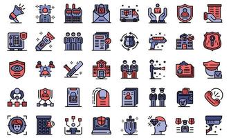 Personal guard icons set line color vector