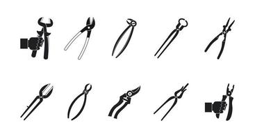 Pliers icon set, simple style vector