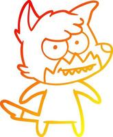 warm gradient line drawing cartoon grinning fox vector