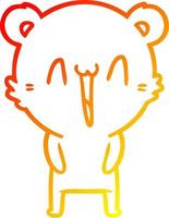 warm gradient line drawing happy bear cartoon vector