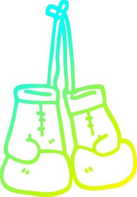 cold gradient line drawing cartoon boxing gloves