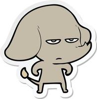 sticker of a annoyed cartoon elephant vector