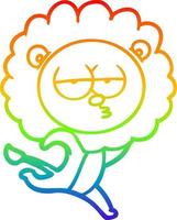 rainbow gradient line drawing cartoon running lion vector