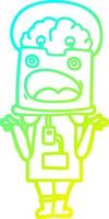 cold gradient line drawing cartoon robot vector