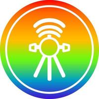 communications satellite circular in rainbow spectrum