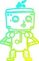 cold gradient line drawing cartoon robot with hands on hips vector