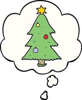 cartoon christmas tree and thought bubble vector