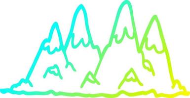 cold gradient line drawing cartoon mountain range vector